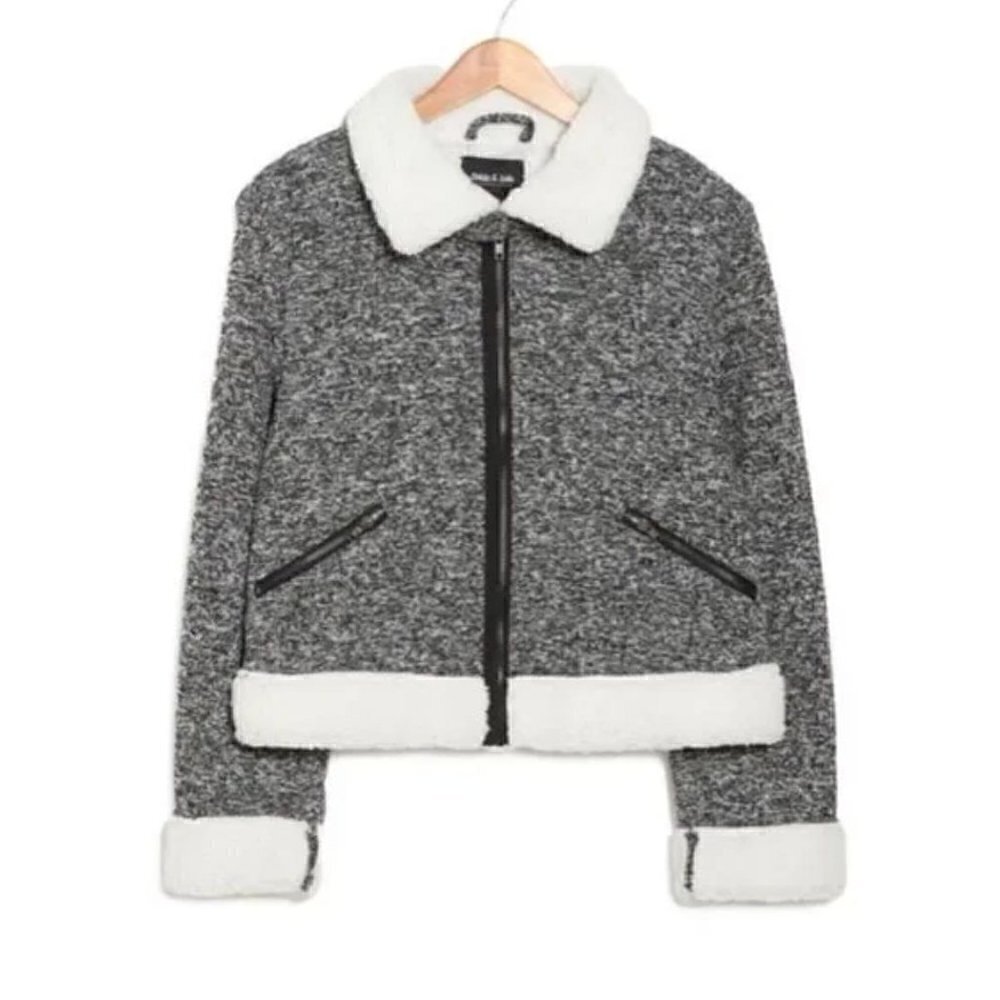 NWT OOKIE & LALA Women's Size S Faux Fur Shearling Heathered Jacket
